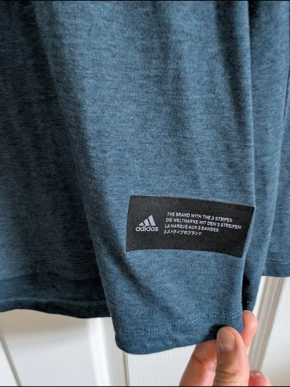 adidas Men's Long-Sleeve Crew Tee - Heather Blue Small